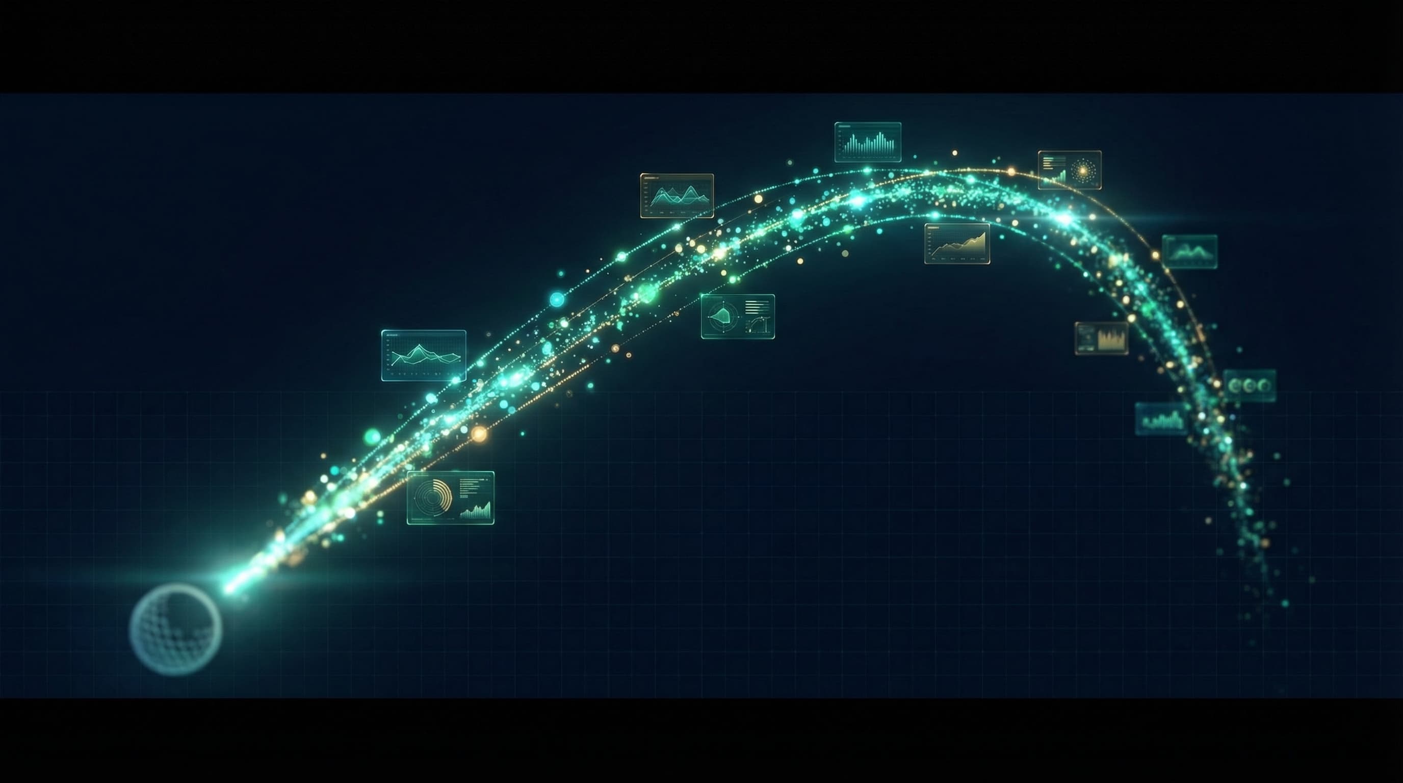 Abstract golf ball data trajectory visualization